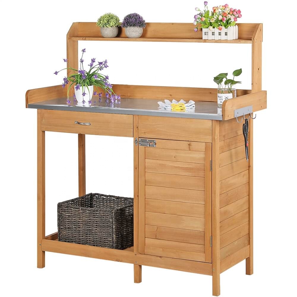 Woodworking Outdoor Furniture - Massivholz-Pflanztisch für den Außenbereich und den
