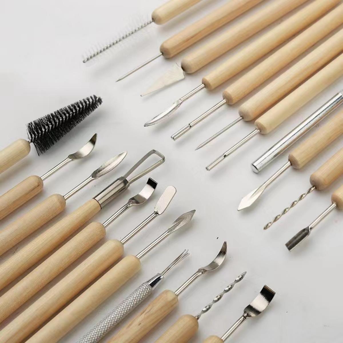 Wood Chisel Set - 1SET Töpferton-Modellierwerkzeug-Set, doppelseitiges Keramik-Polymer-Ton-Schnitzwerkzeug-Set mit glattem