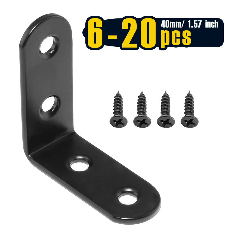 Woodworking Joint - 6–20 Stück schwarze Eckstrebe L-Halterung, 40