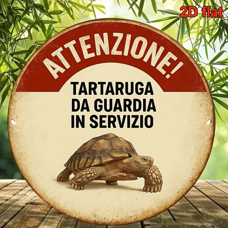 Woodworking Zone - 2D-Flächendekoration, Retro-italienisches Schild mit Schildkrötenmotiv –