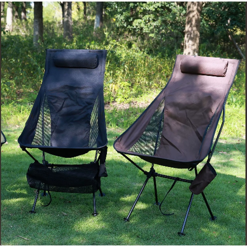 Woodworking Outdoor Furniture - Leichter Aluminium-Klappstuhl mit Kopfstütze, tragbarer Outdoor-Stuhl