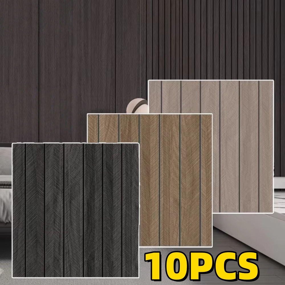 Woodworking Zone - 10 Stück Holzmaserung-Wandpaneele, selbstklebende Wandaufkleber im